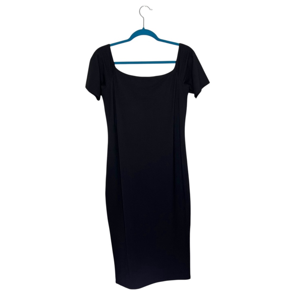 Hatch Black The Body Cap Sleeve Bodycon Bamboo Viscose Blend Midi Dress - Picture 8 of 12